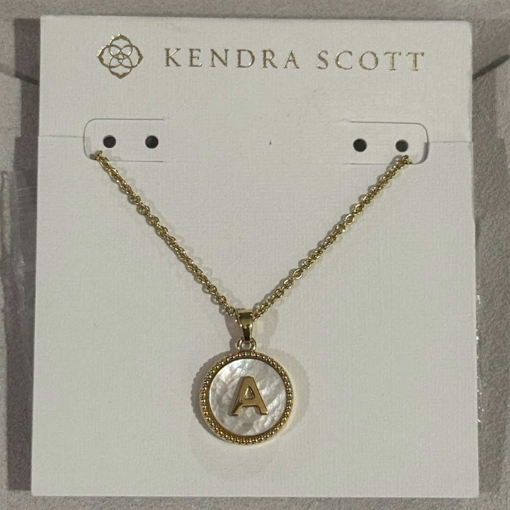 Kendra Scott Gold and Cream Initial Necklace, New with tags - Picture 2 of 4